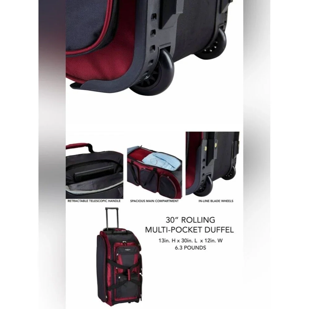 Travelers Club 30 in. Multi-Pocket Upright Rolling Duffel Bag luggage Handle